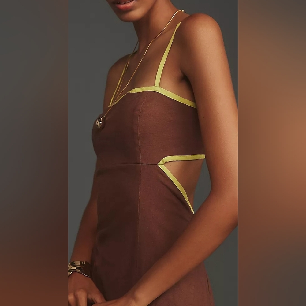 Anthropologie Maeve The Dafni Cutout Linen Midi - Picture 3 of 5